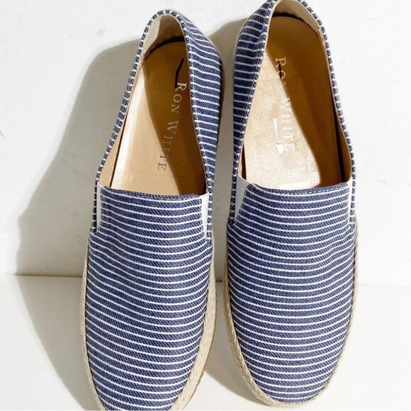 New Ron White Delilah Espadrille Loafer in Denim Stripe size 36 - Picture 3 of 6